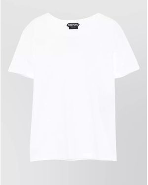 Tom Ford Cotton T Shirt Tf Logo Embroidery - White