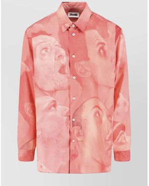 Magliano Graphic Print Long Sleeve Button-Down Shirt - Pink