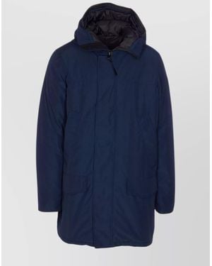 Canada Goose Hooded Coat With Long Sleeves And Pockets - Blue
