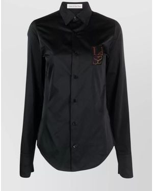 Ludovic de Saint Sernin Rhinestone Logo Satin Shirt - Black