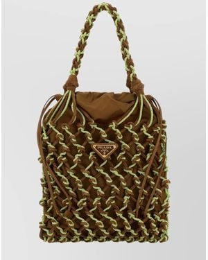 Prada Dual Texture Mesh Shoulder Bag - Metallic