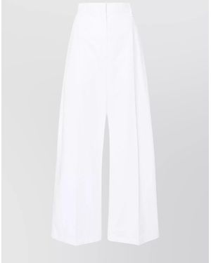 Sportmax Cotton Wide-Leg Long Trousers - White
