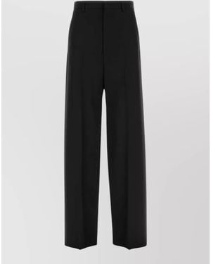 Balenciaga Wool Wide-Leg Trousers - Black