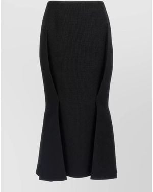 Prada Stuoia Old Wool Midi High Waist Skirt - Black