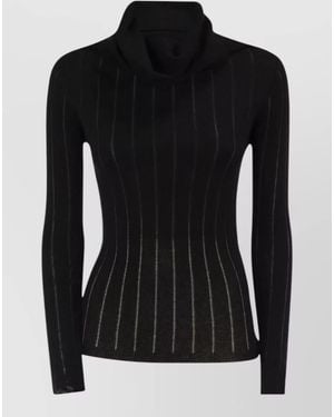 Max Mara Silk Wool Embroidered Turtleneck Sweater - Black