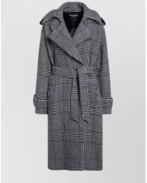 コート DOLCE&GABBANA HOUNDSTOOTH WOOL CHECKED COAT Single-breasted houndstooth check coat with belt in