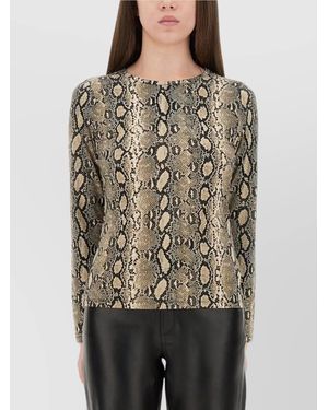 Michael Kors Snakeskin Pattern Crew Neck Fitted Top - Multicolor
