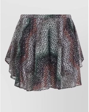 Missoni Caperdoni Mini Skirt Asymmetric Metallic Texture - Grey