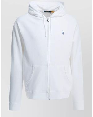 Polo Ralph Lauren Zip Hooded Jacket Logo And Pockets - White