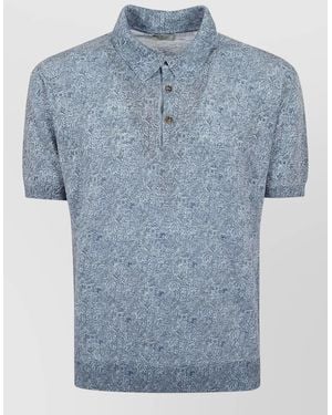 Etro Knitted Polo Shirt Short Sleeves Button Collar - Blue