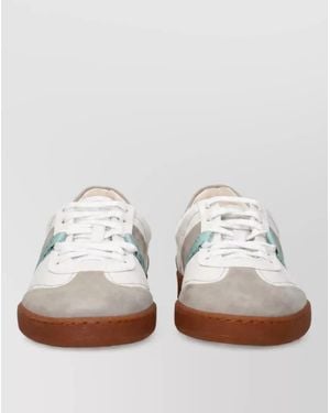 Ferragamo Leather Lace-Up Sneakers - White