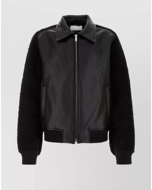 Random Identities Leather Bomber Jacket - Black
