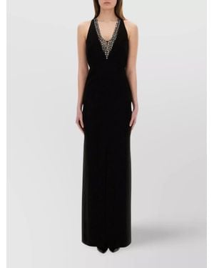 Max Mara Dress With Embellished Neckline And Fitted Silhouette - Black
