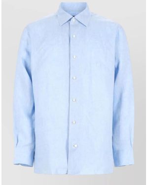 ZEGNA Long Sleeve Shirt Straight Cut Collar - Blue