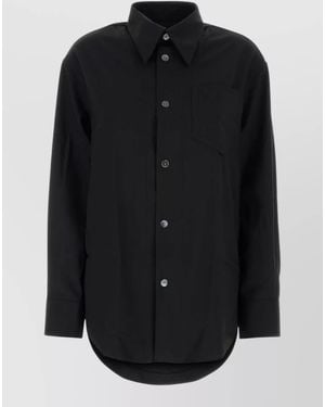 Ami Paris Wool Oversize Shirt Long Sleeves Hem - Black