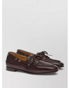 Bally Lace Up Leather Shoes Eyelet Detail - Brown