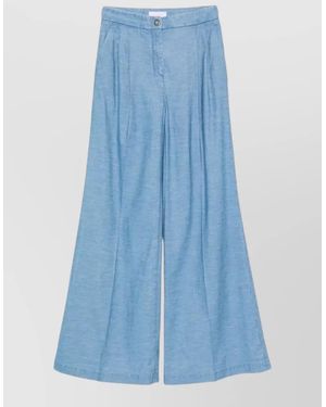 Via Masini 80 High-Rise Pleated Wide-Leg Trousers - Blue