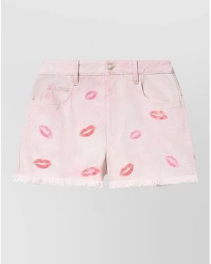 Isabel Marant Silk Nylon Printed Shorts Belt Loops - Pink