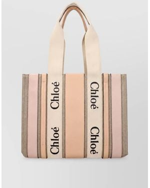 Chloé Woody Fabric Tote Bag - Natural