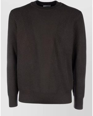 Paolo Pecora Ribbed Crew Neck Knitwear Long Sleeves - Black
