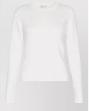 Max Mara Manto Wool Crew Neck Long Sleeve Sweater - White
