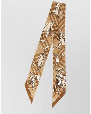 Burberry Silk Printed Skinny Scarf - Metallic