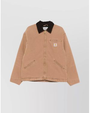 Carhartt Tailored Jacket With Pockets And Contrast Collar - Natural