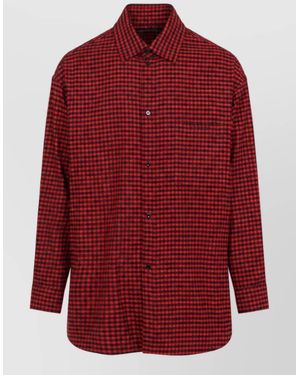 Balenciaga Checked Oversized Cotton Flannel Shirt - Red