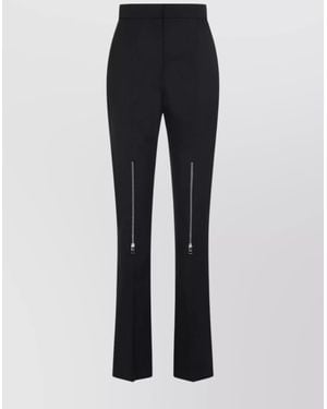 McQueen Wool High-Rise Straight-Leg Trousers - Blue