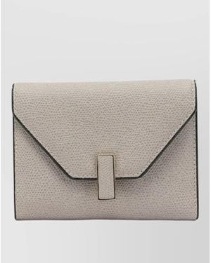 Valextra Isis Trifold Wallet Envelope Flap Textured - Grey