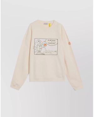Moncler Genius Crew Neck Graphic Print Long Sleeves - Natural