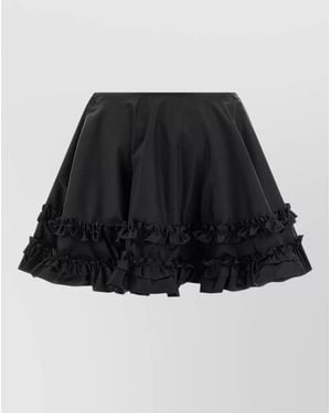 Ganni Duchesse Nylon Mini Skirt A Line Ruffles - Black