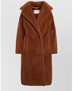 Max Mara Long Jacket Notched Lapels Side Pockets - Brown