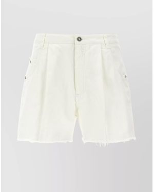 Ermanno Scervino Bermuda Shorts Frayed Hem Detail - White