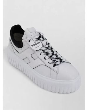 Hogan Leather Platform Sneakers Contrast Heel Tab - Multicolor