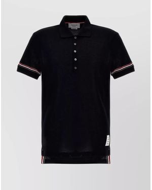 Thom Browne Cotton Rwb Stripe Short-Sleeve Polo Shirt - Black