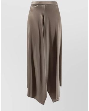 Alysi Satin Asymmetric Flared Skirt - Brown