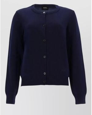 A.P.C. Long Sleeve Crew Neck Ribbed Top - Blue