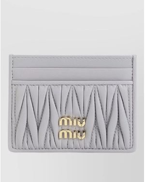 Miu Miu Matelassé Leather Cardholder - Grey