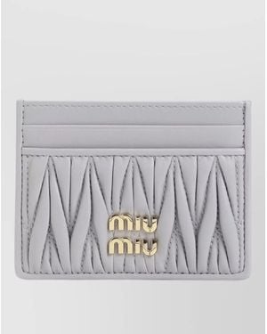 Miu Miu Matelassé Leather Cardholder - Gray