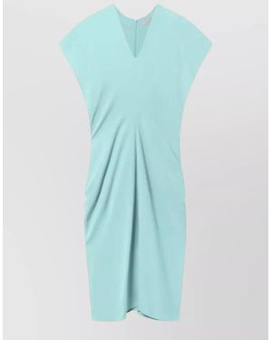 Stella McCartney Midi Dress V Neck Cap Sleeves - Blue