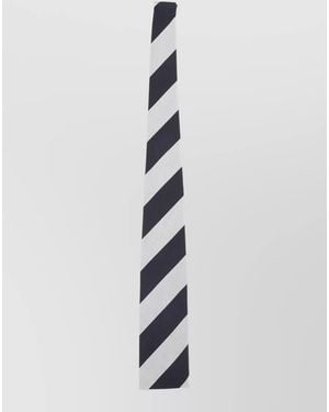 Celine Slim Diagonal Stripe Silk Necktie - White