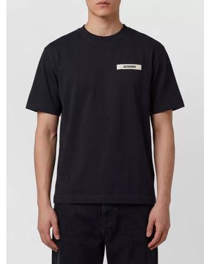 Jacquemus Gros Grain Organic Cotton Crewneck T Shirt - Black