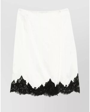 Stella McCartney Satin Lace Midi Wrap Skirt - White