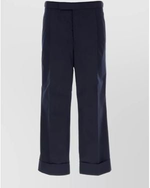 Thom Browne Cropped Wide-Leg Mid-Rise Tailored Trousers - Blue