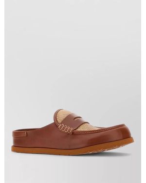Birkenstock Leather And Raffia Loafers - Brown