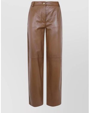 Max Mara Mst Legno Nappa Leather Tailored Pants - Brown