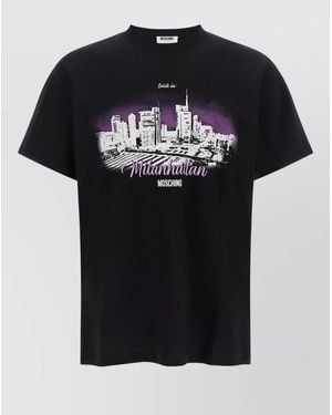 Moschino Milanhattan Crew Neck Graphic Print T-Shirt - Black