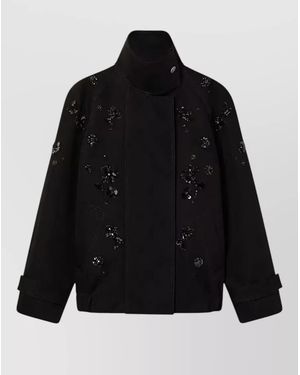 Golden Goose Embroidered Single Breasted Trench Coat - Black