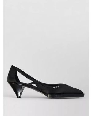 Prada Silk Mid Heel Court Shoes - Black